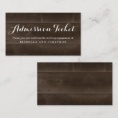 D'accompagnement Carte de boîtier de ticket d'entrée rustique (Devant / Derrière)