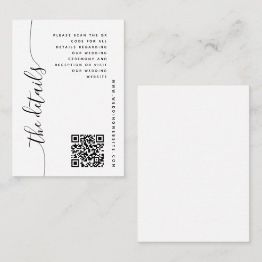 D'accompagnement Carte de boîtier Détails du Mariage de script vert (Devant / Derrière)