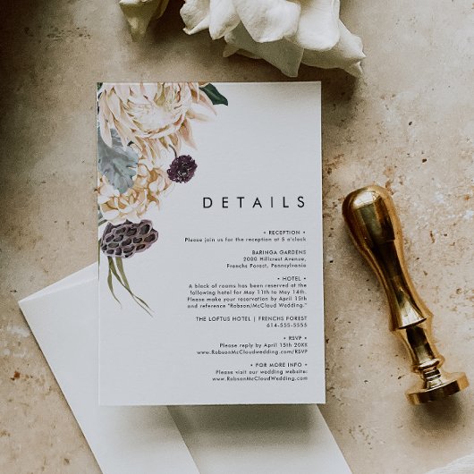 D'accompagnement Carte de boîtier Détails Floral Blanc