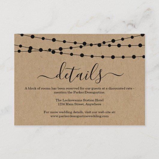 D'accompagnement Carte de boîtier d'information - Rustic Kraft (Devant)