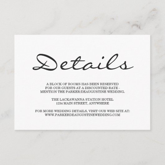 D'accompagnement Carte de boîtier d'informations (Devant)