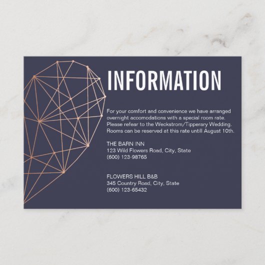 D'accompagnement Carte de boîtier d'informations | Coeur or Rose (Devant)