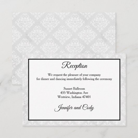 D'accompagnement Carte de boîtier d'invitation mariage damassé (Devant / Derrière)