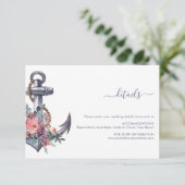 D'accompagnement Carte de boîtier du Mariage d'Ancre florale marine (Debout devant)