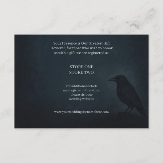 D'accompagnement Carte de boîtier du Mariage Gothic Raven (Dos)