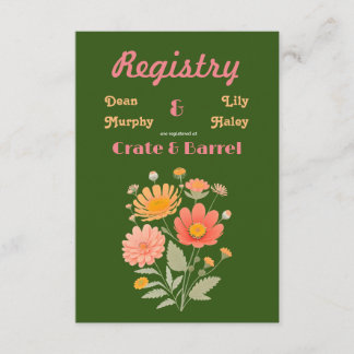D'accompagnement Carte de boîtier du registre floral rétro-vibrant