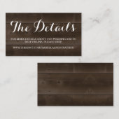 D'accompagnement Carte de boîtier du site Web mariage | Bois rustiq (Devant / Derrière)
