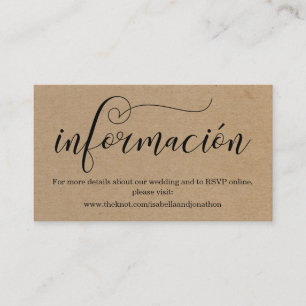 D'accompagnement Carte de boîtier du site Web Mariage de calligraph
