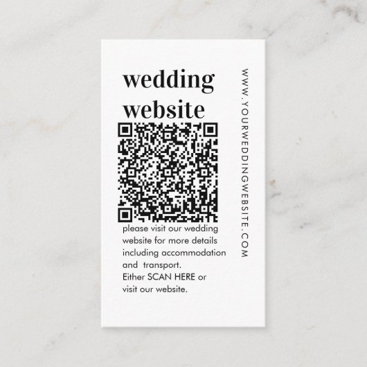 D'accompagnement Carte de boîtier du site Web Mariage de QR Code Bo (Devant)