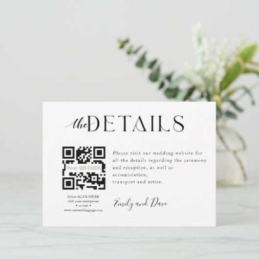 D'accompagnement Carte de boîtier du site Web mariage QR CODE (Debout devant)