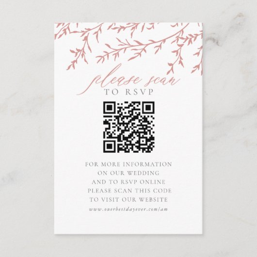 D'accompagnement Carte de boîtier du site Web mariage QR Code RSVP  (Devant)