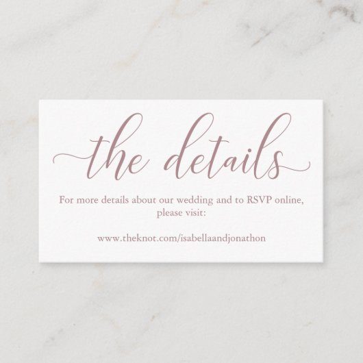 D'accompagnement Carte de boîtier du site Web Mariage rose (Devant)