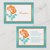D'accompagnement Carte de boîtier en lin Turquoise et Orange Peony (Devant / Derrière)