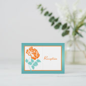 D'accompagnement Carte de boîtier en lin Turquoise et Orange Peony (Debout devant)