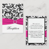D'accompagnement Carte de boîtier en noir, blanc et Fuchsia Damask (Devant / Derrière)