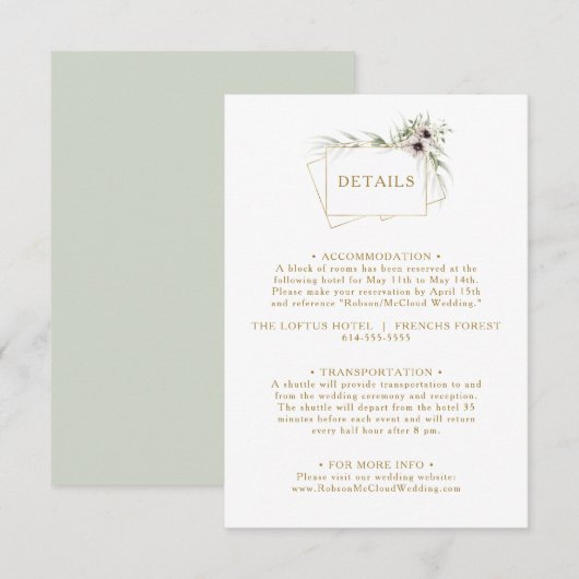 D'accompagnement Carte de boîtier Eucalyptus Gold (Devant / Derrière)