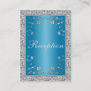 D'accompagnement Carte de boîtier floral Turquoise et Silver Foil