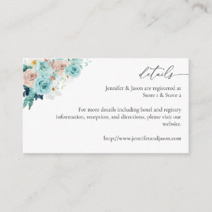 D'accompagnement Carte de boîtier florale rose turquoise et bleu 2