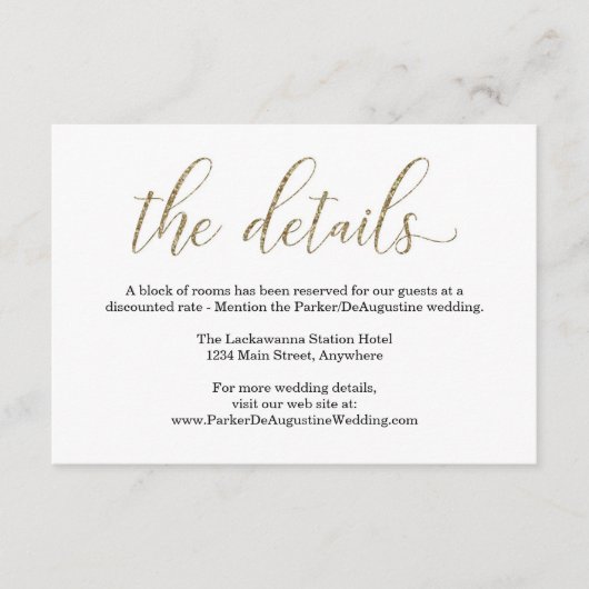 D'accompagnement Carte de boîtier Gold Parties scintillant Informat (Devant)