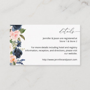 D'accompagnement Carte de boîtier M floral bleu marine et rose pâle