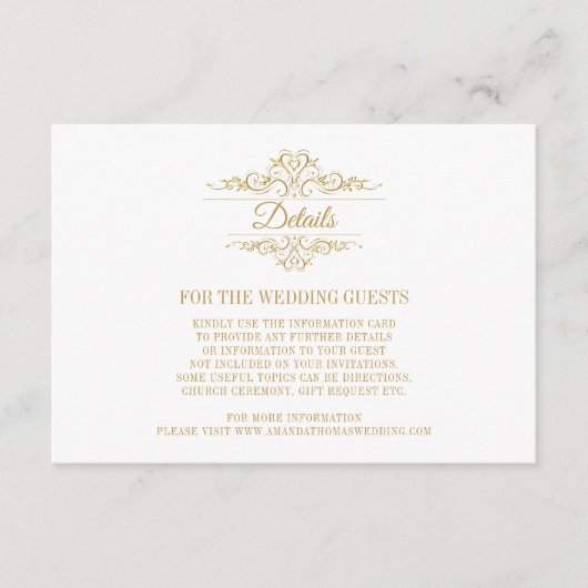 D'accompagnement Carte de boîtier Mariage à cadre doré blanc (Devant)