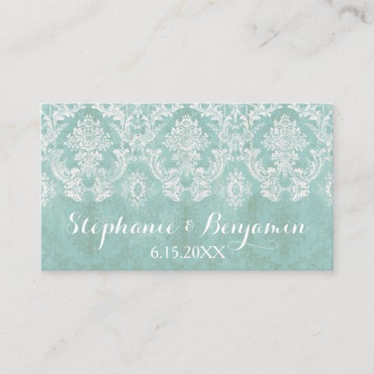 D'accompagnement Carte de boîtier Mariage damassé Russe Bleu Glace (Devant)