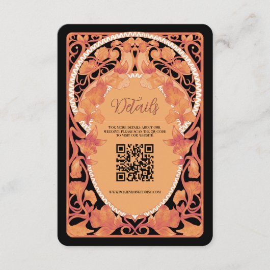D'accompagnement Carte de boîtier Mariage de code QR Art Nouveau (Devant)
