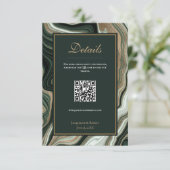 D'accompagnement Carte de boîtier Mariage de code QR en marbre vert (Debout devant)