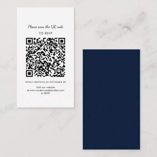 D'accompagnement Carte de boîtier Mariage de code QR RSVP moderne (Devant / Derrière)