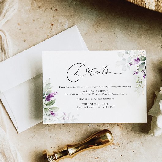 D'accompagnement Carte de boîtier Mariage de lavande vert violet