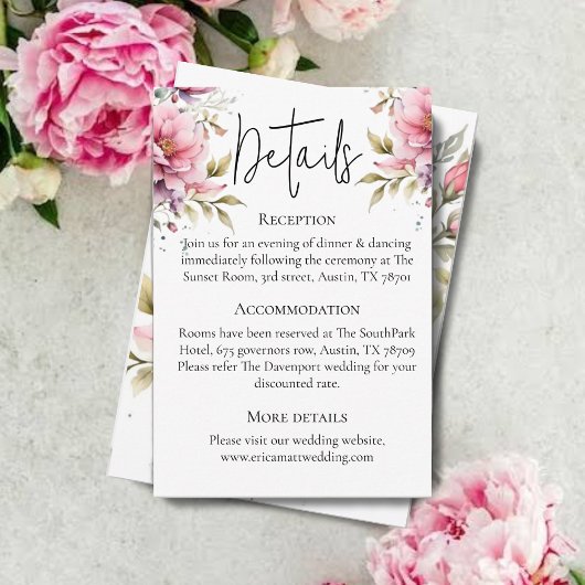D'accompagnement Carte de boîtier Mariage de pivoine romantique