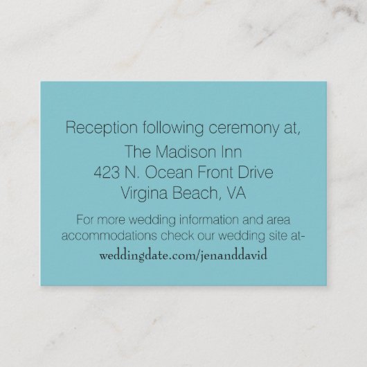 D'accompagnement Carte de boîtier Mariage de sable turquoise (Devant)