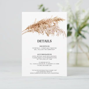 D'accompagnement Carte de boîtier Mariage en laiton Rustique Pampas