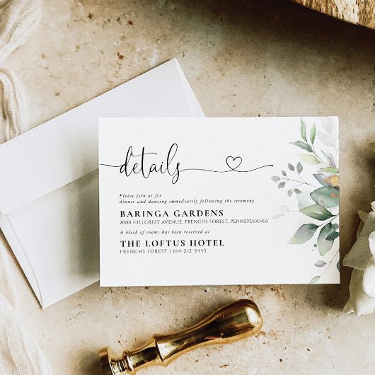 D'accompagnement Carte de boîtier Mariage Eucalyptus Leaf