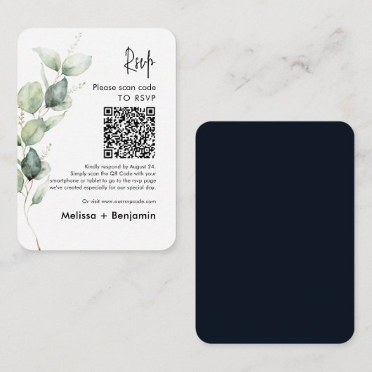 D'accompagnement Carte de boîtier Mariage Eucalyptus QR Code RSVP (Devant / Derrière)