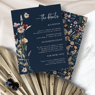 D'accompagnement Carte de boîtier Mariage floral Boho bleu marine