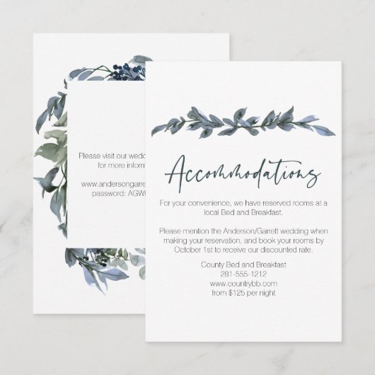 D'accompagnement Carte de boîtier Mariage floral vert argent Sage (Devant / Derrière)