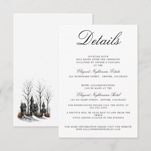 D'accompagnement Carte de boîtier Mariage Halloween Village (Devant / Derrière)