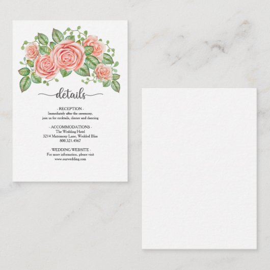 D'accompagnement Carte de boîtier Mariage rose pâle (Devant / Derrière)