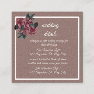 D'accompagnement carte de boîtier mariage rose peint rustique