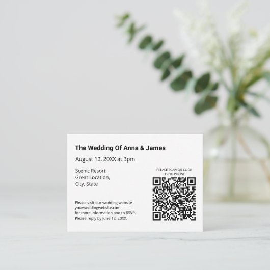 D'accompagnement Carte de boîtier Mariage RSVP de code QR moderne (Debout devant)