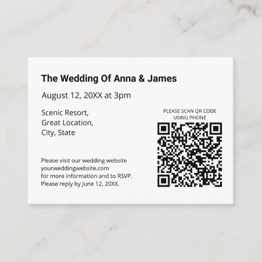 D'accompagnement Carte de boîtier Mariage RSVP de code QR moderne (Devant)