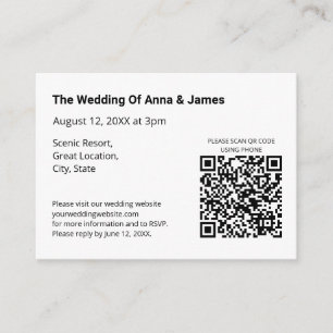 D'accompagnement Carte de boîtier Mariage RSVP de code QR moderne
