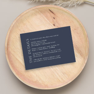 D'accompagnement Carte de boîtier moderne Mariage Navy Blue Details