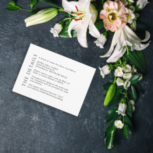 D'accompagnement Carte de boîtier moderne Mariage noir blanc Détail