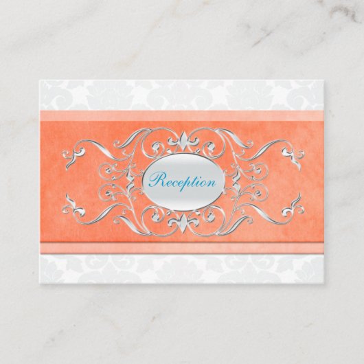 D'accompagnement Carte de boîtier pour corail, aqua et gris Damask (Devant)