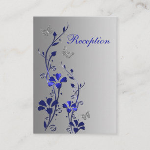 D'accompagnement Carte de boîtier pour papillons floraux bleu et ar