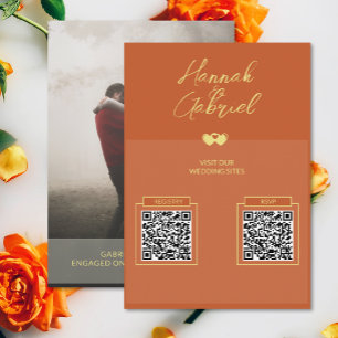 D'accompagnement Carte de boîtier QR Cd Mariage photo en or de Terr