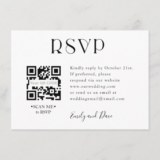 D'accompagnement Carte de boîtier QR CODE Mariage RSVP (Devant)
