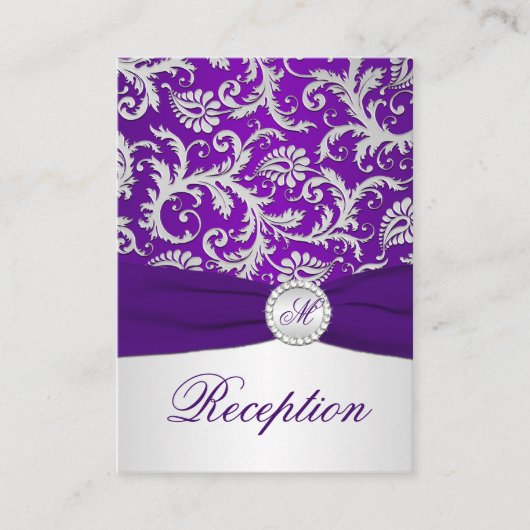 D'accompagnement Carte de boîtier Royal Purple et Argent Damask (Devant)